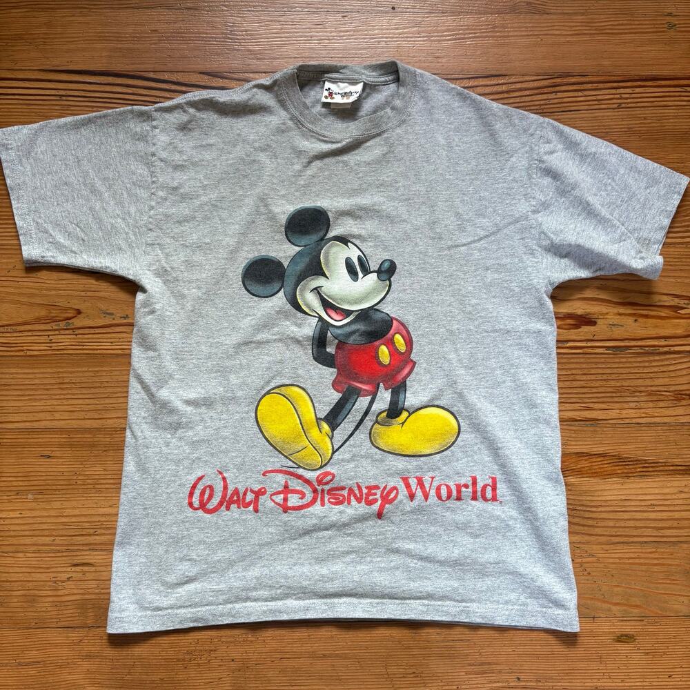 Disney y2k gray‎ Mickey Mouse Disney World short sleeve shirt SIZE S